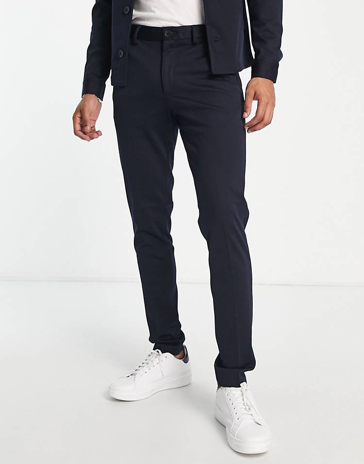 Jack & Jones Premium slim jersey suit pants in navy